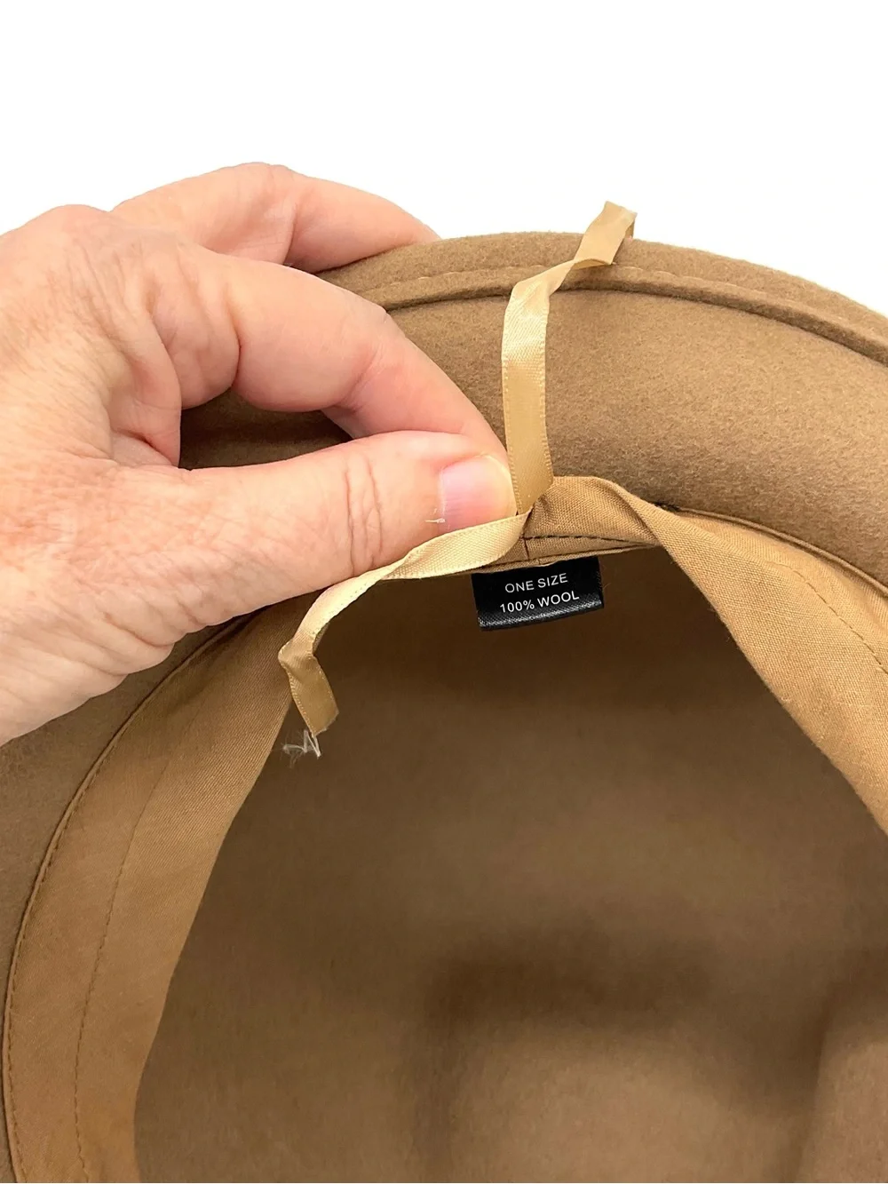 Adora Classic Bow Trim Wool Cloche Hat in Camel and Cream